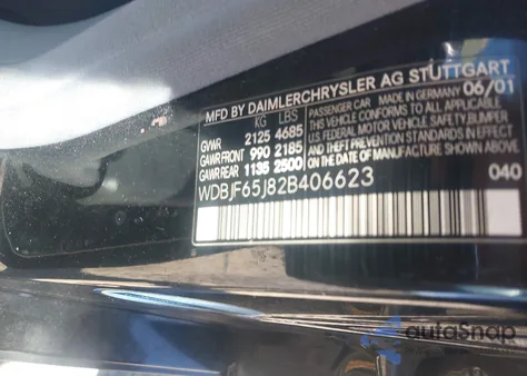 2002 Mercedes-Benz E 320 Special Edition из США, поврежденный, VIN WDBJF65J82B406623